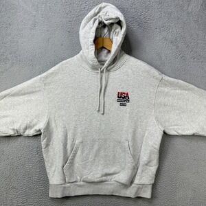 KITH USA Basketball Hoodie Grey Pullover Logo Embroidered Men's Size M